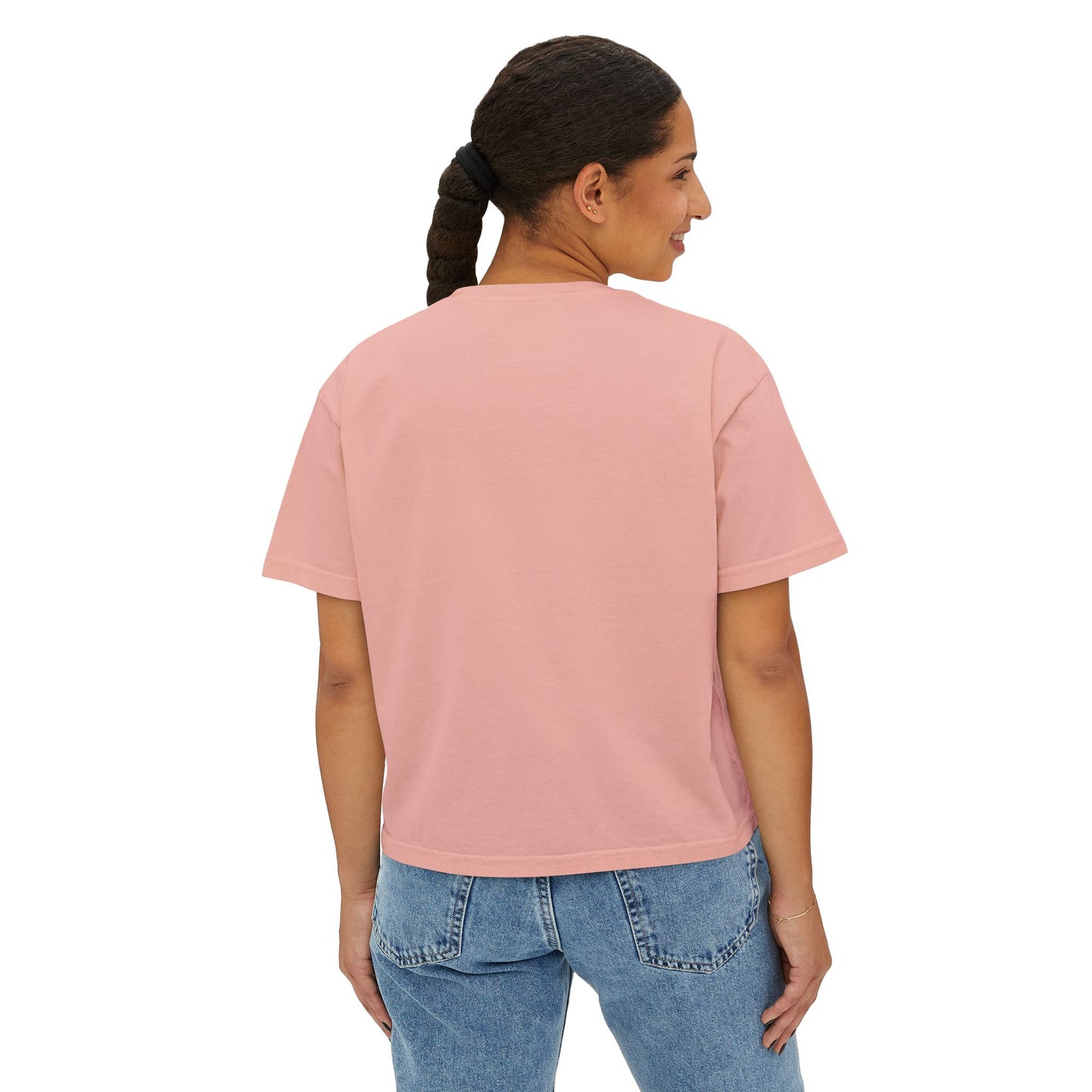 Playful Women's Boxy Tee - 'Yeet the Feet!!' Football Graphic T-Shirt