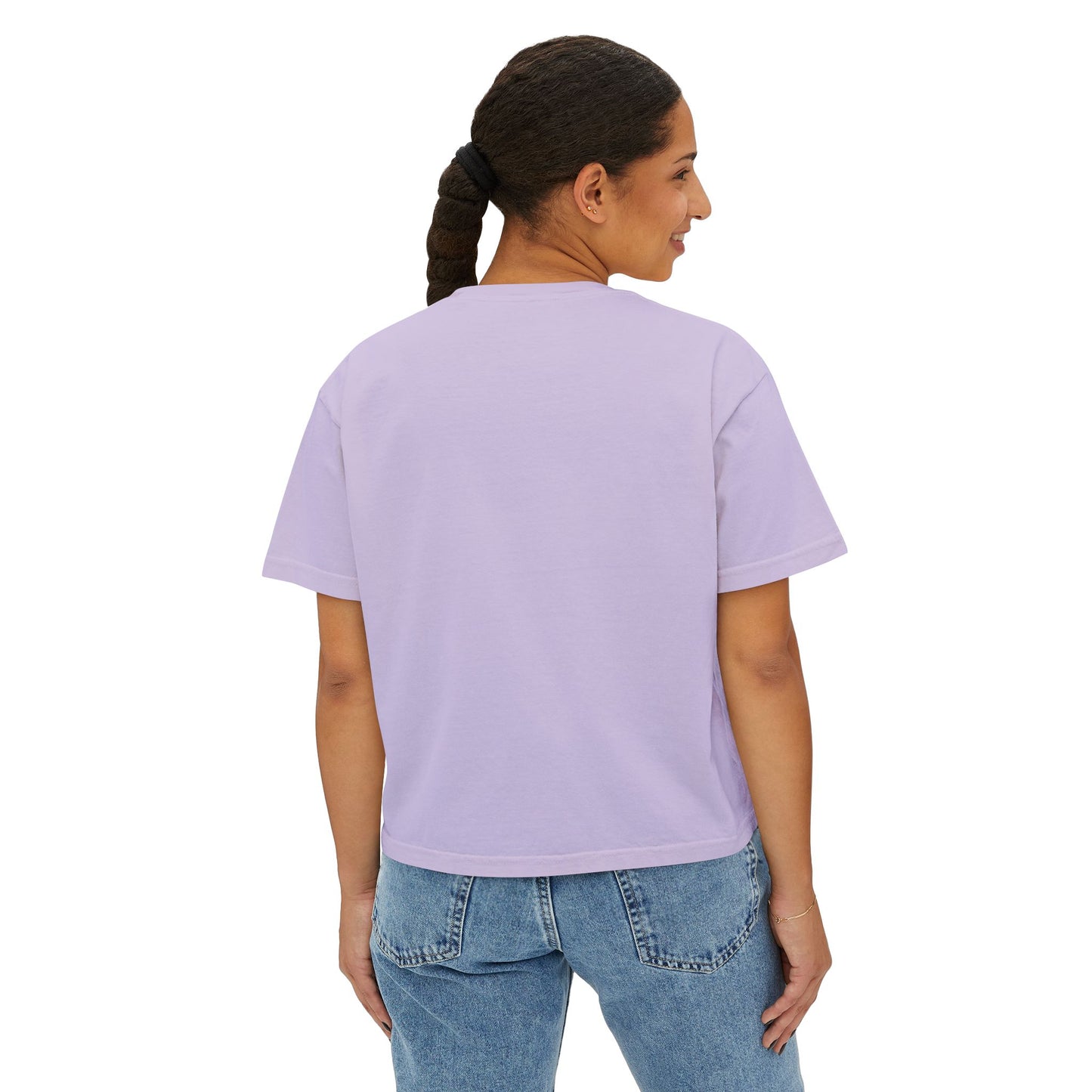 Playful Women's Boxy Tee - 'Yeet the Feet!!' Football Graphic T-Shirt